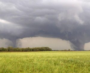Two tornadoes approach Pilger, Neb., on June 16, 2014. The National Weather Service said at least two twisters touched down within roughly a mile of each other. (AP Photo/Eric Anderson)